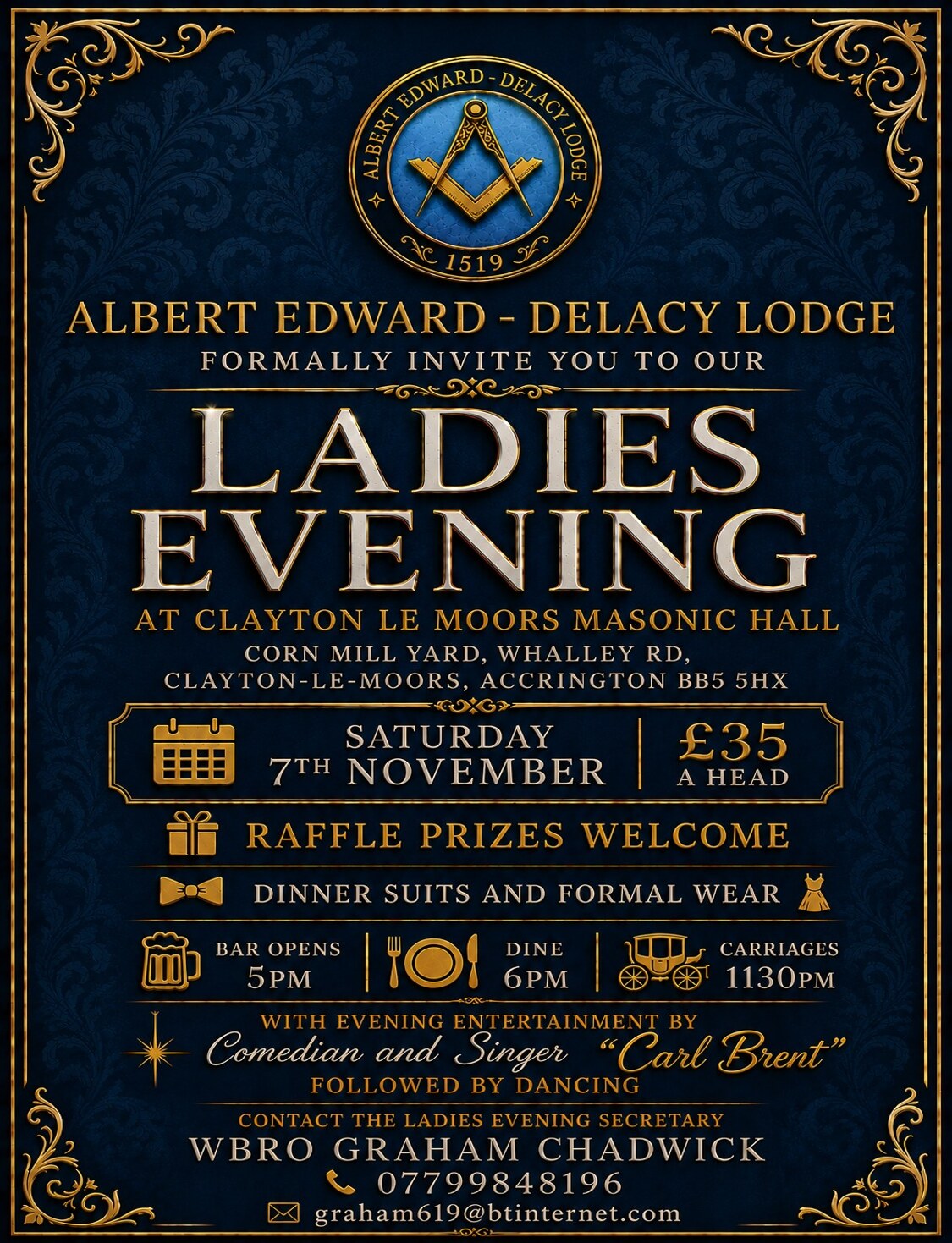 Albert Edward-DeLacy Lodge Ladies Evening on 7 November 2026